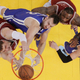Like Twitter user @T_nels, Timofey Mozgov dunks on Andrew Bogut. (Photo credit: Marcio Jose Sanchez/AP)